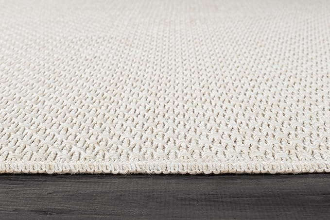 Easy Jute Rugs 6x9 White Color Living Room Indoor Outdoor Area Rug for Farmhouse Patio and Kitchen Rug High Traffic Washable Easy to Clean Solid Boho Woven Design Outside Carpet (6 x 9)