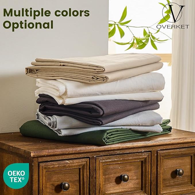 100% Linen Sheets California King Size,Breathable & Durable 4-Piece Bed Flax Sheet Set,Soft All-Season Bedding for Hot Sleepers 16" Deep Pocket Oeko-TEX Certified,（Cal King, Forest Green）