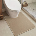 MontVoo Toilet Rugs U-Shaped, Ultra Thin Non Slip Contour Bathroom Rugs,Rubber Backing Washable Contour Bath Rugs for Toilet Mat,20''x24'',Beige