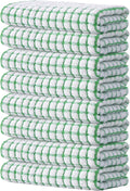 Kitinjoy Cotton 8 Pack Terry Kitchen Towels, 16 x 25 Inches Super Soft and Absorbent Dish Towels, Quick Drying Hand Towels for Kitchen Drying, Green