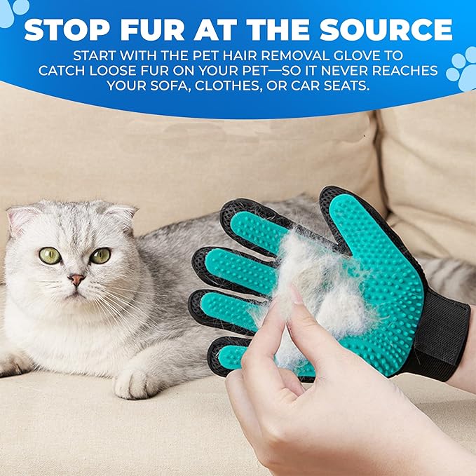 Petandzy Pet Hair Removal Glove for Dogs & Cats – Dog Grooming Gloves for Shedding, Pet Hair Remover Glove – Pet Grooming Gloves, Cat Grooming Gloves & Cat Brush Glove – Dog Bath and Washing Gloves