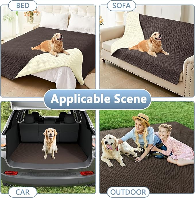 hyha Waterproof Dog Blanket, Soft Dog Bed Cover Pet Blankets, Waterproof Sofa Couch Cover for Dogs Washable, Reversible Pet Couch Covers for Sofa Furniture (82x102 Inch, Chocolate/Beige)