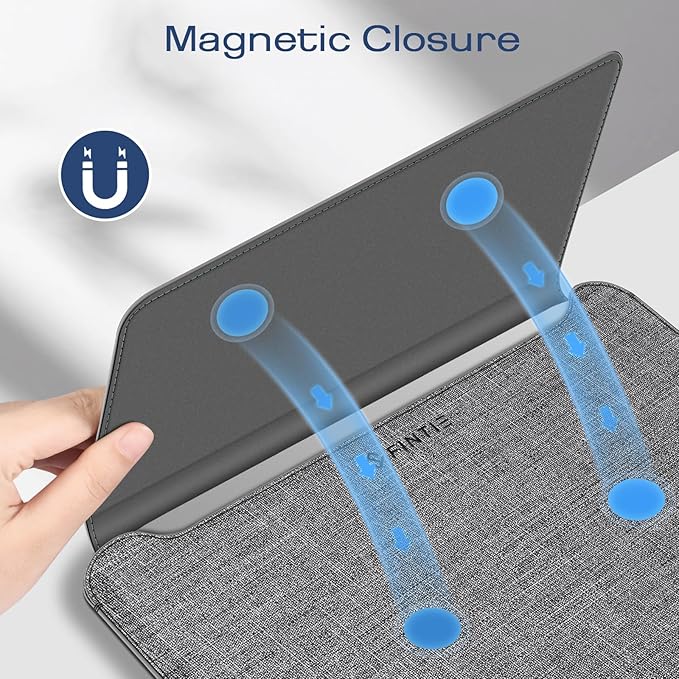 Fintie Sleeve Case for MacBook Air 13.6 A3240 A3113 A2681, Pro 14 A3434 A3401 A3185 A3112 A2992 A2918 A2779 A2442, MacBook Pro/Air 13 - PU Leather Slim Bag Cover with Stand Feature (Gray/Black)