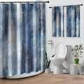 Culudea Blue Grey Gray Painting Shower Curtain Set, Contemporary Abstract Modern Oil Art Bathroom Window Waffle Cloth Waterproof Shower Curtains for Bathroom Decor