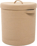 16" x 16" x 18" Extra Large Storage Basket with Lid, Cotton Rope Storage Baskets, Laundry Hamper, Cloth Bin, for Clothes Towels Blankets Pillows Storage in Living Room, Full Beige with Cover