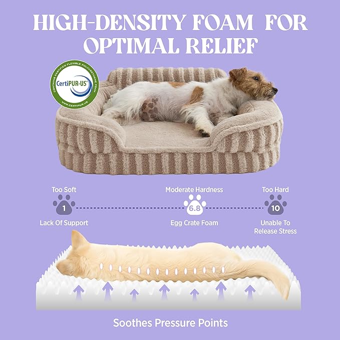 LE SURE Cute Dog Bed Medium Size Dog, Orthopedic Waterproof Medium Pet Beds with Sides, High Back Non-Slip Bottom and Egg-Crate Foam Pet Couch Sofa with Washable Removable Cover, Hazel