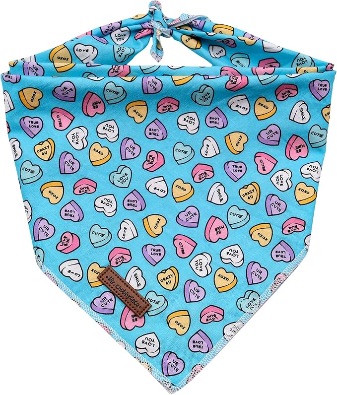 MR. CHUBBYFACE Valentines Dog Bandanas Reversible Triangle Bibs Scarf Accessories for Dogs Cats Pets