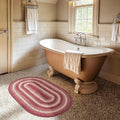 Homespice Autumn Maple Jute Braided Oval Rugs 27x45 - Burgundy and Tan Primitive Kitchen Rugs for Country Decor