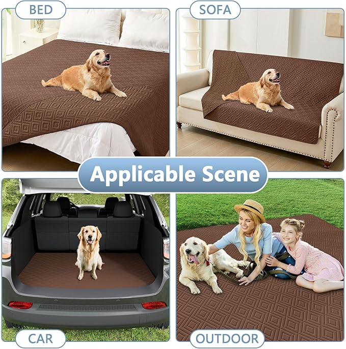 hyha Waterproof Dog Blanket, Soft Dog Bed Cover Pet Blankets, Waterproof Sofa Couch Cover for Dogs Washable, Reversible Pet Couch Covers for Sofa Furniture (68x82 Inch, Brown/Brown)