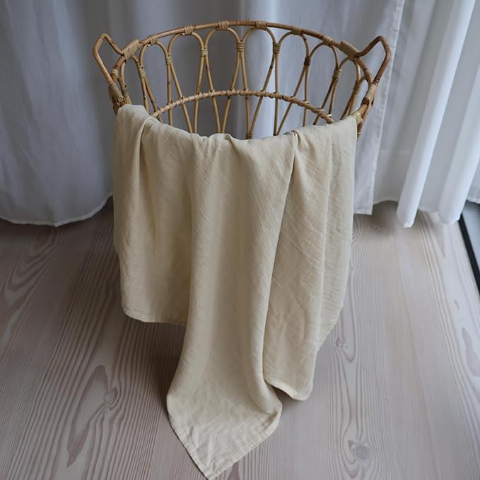 Huxie Swaddle - 100% Organic Cotton - Muslin Swaddle Blankets for Newborn, 47" x 47" (Fog)