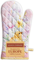 Maison d' Hermine Oven Gloves 100% Cotton Oven Mitt 7" x 13" with Loop Heat Resistant, BBQ, Cooking Gloves, Baking, Grilling, Kitchen, Handling Hot Pans Spring/Summer (Pack of 1, Easter Zest)