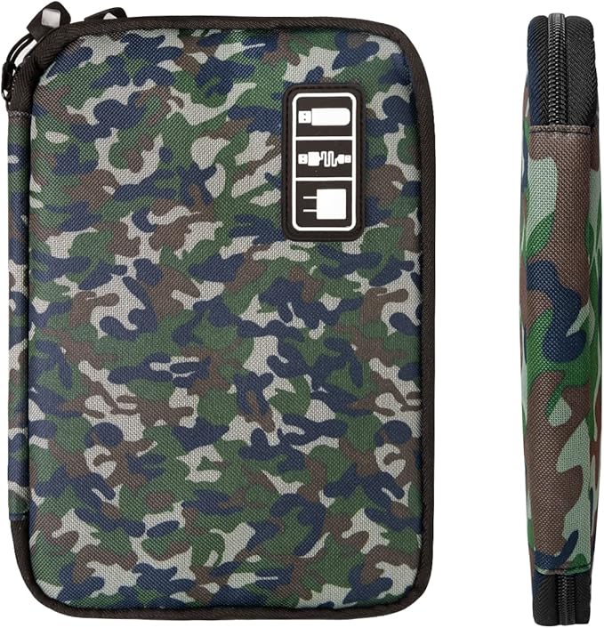 Lcsmaokin Electronics Travel Organizer,Portable Waterproof Electronic Travel Storage Bag for Small Charging Cord Storage,Charger,SD Card etc,for Travel,Business -Camouflage Green