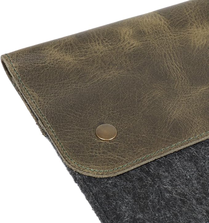 MegaGear Genuine Leather and Fleece MacBook Bag Laptop Sleeve for MacBook Pro and MacBook Air Case - 16 Inch - 15 Inch - 15.5 Inch (M4, M3, M2, M2, M1, Pro & Max) 2020 to 2024 Models