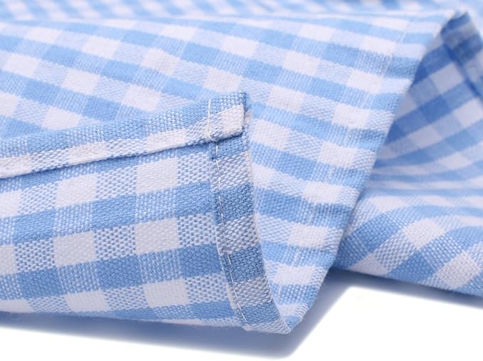 Jennice House Kids Aprons - Pure Cotton Gingham Aprons with Pocket and Adjustable Neck Strap, Painting Apron, Baby Chef Apron (Blue, S)
