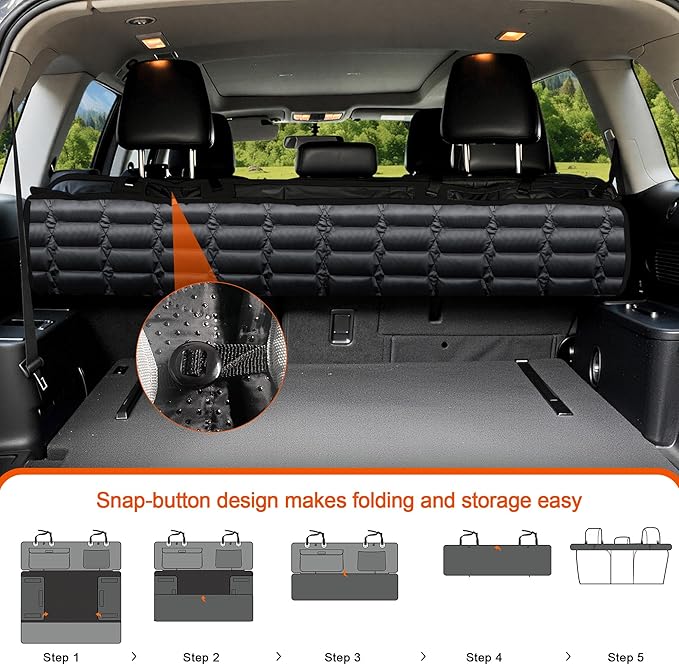 Reliadura SUV Cargo Liner for Dogs, Waterproof Pet Cargo Cover with Bumper Flap Protector, Scrachproof Non-Slip Dog Seat Mat for SUVs, Large Size Cargo Liner Universal Fit Black