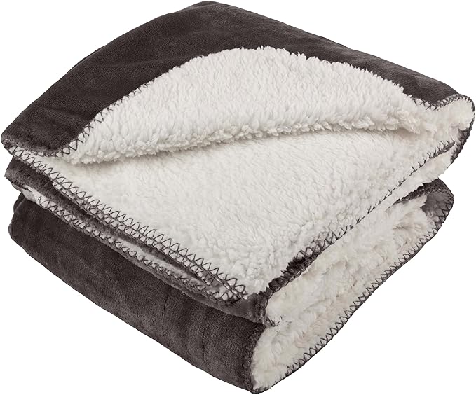 PETMAKER Dog Blanket - 60x80in Reversible Sherpa Blanket - Throw Blankets for Bed, Couch, or Car - Machine Washable Puppy Essentials (Charcoal)