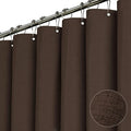 BTTN Fabric Shower Curtain, Linen Textured Heavy Duty Polyester Cloth Shower Curtain Set with Plastic Hooks, Brown, 72x78
