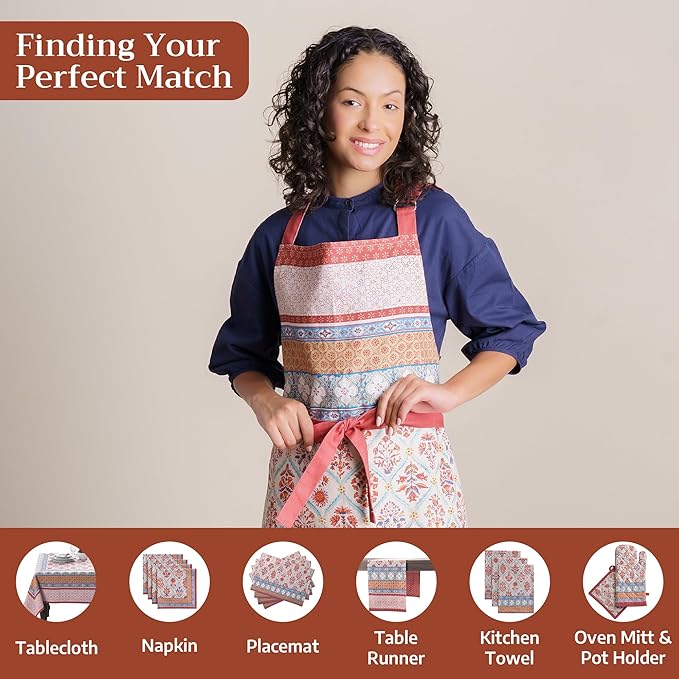 Maison d' Hermine 100% Cotton Apron for women with Pocket Kitchen Chef Apron for Men Cooking Gardening Server Waitress