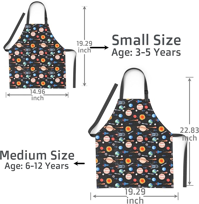 Kids Aprons for Girls and Boys, Toddler Apron with Pocket for Painting, Cooking, Baking, Gardening and Crafts