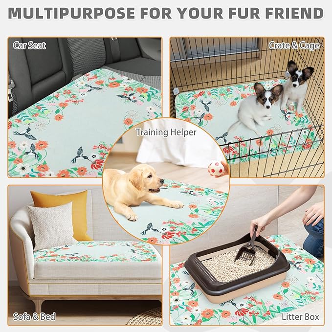 KOOLTAIL Washable Pee Pads for Dogs, 2 Pack Super Absorbent Reusable Puppy Training Pet Pads Waterproof, Nonslip and Leak-Proof Dog Pee Pads, Large Pet Mats Whelping Pads for Floor