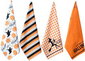 ACCENTHOME Kitchen Towels Set of 4 Super Absorbent Durable Towels Perfect for Kitchen Mess & Drying Dishes 20x28 inch Halloween Design