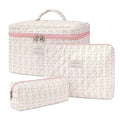 honitty Makeup Bag,Quilted Cosmetic Bags,Large Floral Make Up Organize bag,Makeup Bag Set for Women,Flower Travel Toiletry Bag
