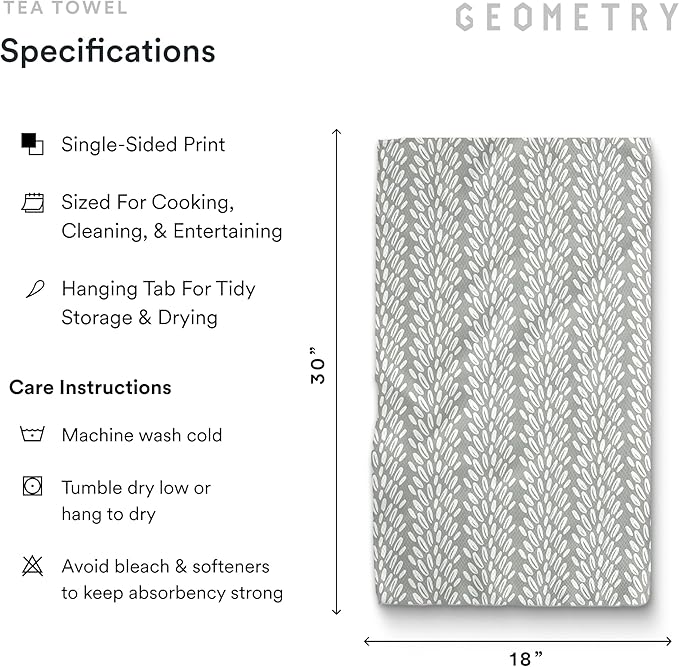 GEOMETRY Kitchen Tea Towels - Quick Dry Microfiber Dish Towels for Kitchen Checkmate CA, 18" x 30" 2-Pack