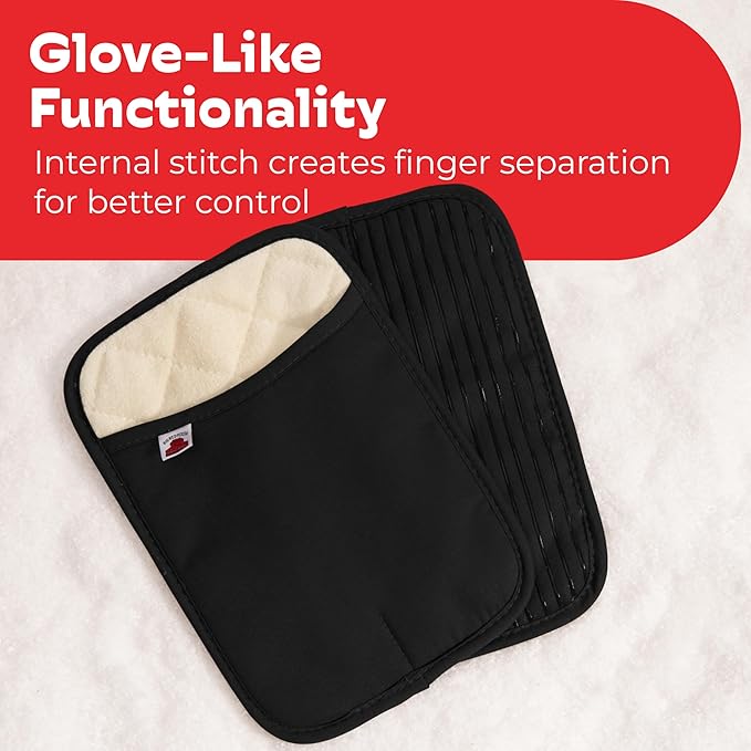 Big Red House - Silicone Pot Holders - Set of 2 Black - 10x3 - Heat Resistant to 536 F / 280 C Kitchen Protectors Hot Pans Baking Professional Grade Cooking Mitts