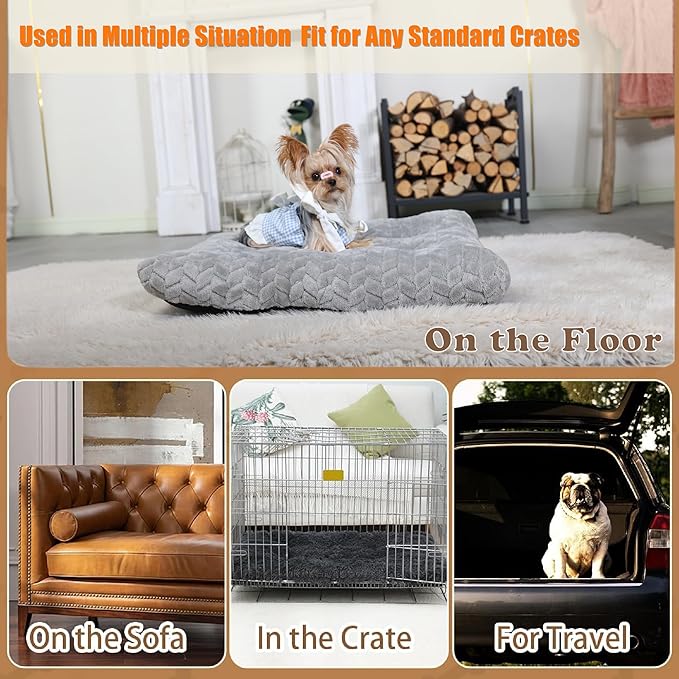 Necesitar Crate Pads for Dog Cages for Small Dogs Washable 22 inch Dog Crate Bed with Anti-Slip Pet Sleeping Mat Up to 15 lbs Soft and Fluffy Puppy Bed for Crate Tire Printing Gray S.