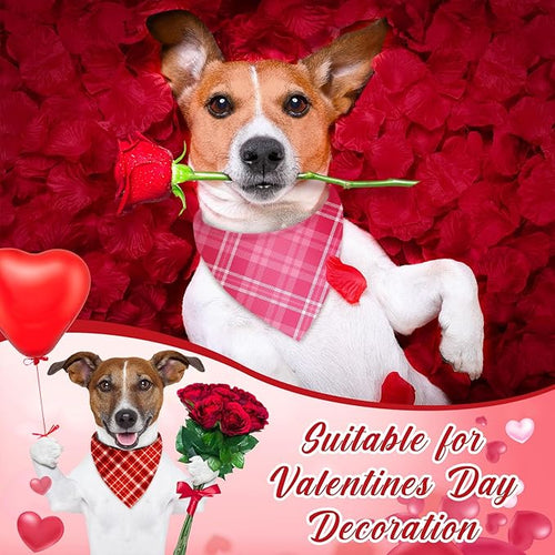 Abbylike 50 Pcs Valentines Day Plaid Dog Bandanas Bulk Pink Red Bandanas for Dogs Triangle Kerchief Bibs Scarf for Pet Romantic Costume Photo Props Accessories Pet Shops Groomers (19.7 x 13.8 x 13.8)