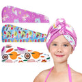 ELLEWIN Microfiber Hair Drying Towels for Kids, 3 Pack Wet Hair Towel Wrap Turban for Girls Children Women, Quick Dry Twisty Hair Towels Wrap for Curly Long Thick Hair Anti Frizz