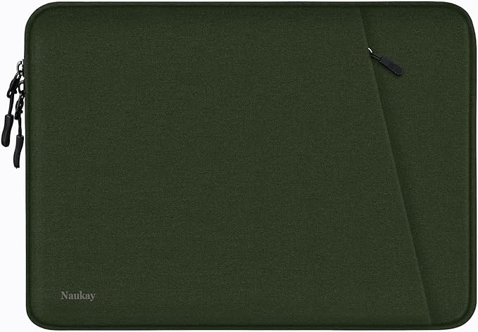 Laptop Sleeve Case, Shockproof Protective Computer Sleeve Cover with Accessories Pocket, Water Resistant Traveling Carrying 15.6 inch Laptop Bag Compatible for MacBook Dell HP Acer Lenovo, Army Green