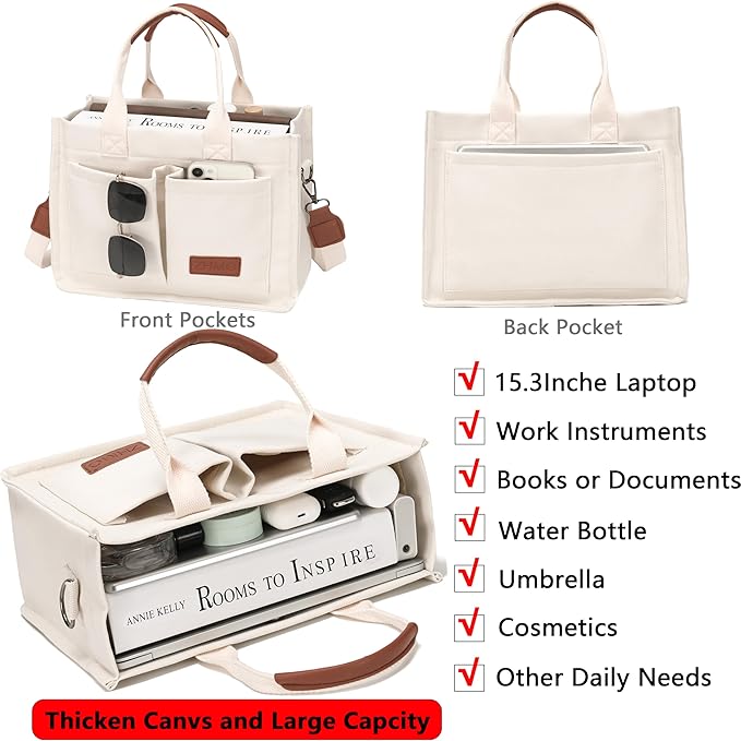 ZHMO Canvas Tote Bag for Women,Women's Bags Crossbody Bags Work Laptop Tote Bag Large Handbags Purse for Travel Nurse Teacher