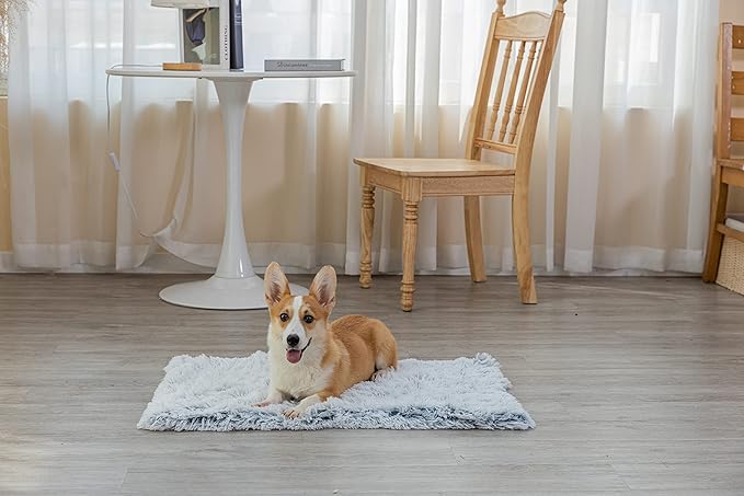 PJYuCien Fluffy Fleece Calming Pet Throw Blanket, Super Soft and Warm for Indoor Cats and Dogs, Machine Washable, Puppy Blanket, Grey, 16" * 24"