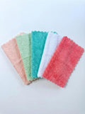 BRODER MFG. INC. Extra Large Microfiber Kitchen Towels (16x19, 5-Pack Assorted Pastels) - Ultra Plush, Lint Free Reuseable Cloths for Everyday Use- Absorbent Scalloped Edge Dish Cloths