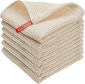 FreeNook 100% Cotton Waffle Weave Kitchen Towels, 6 Pack Dish Cloths for Washing Dishes, Ultra Soft Absorbent Dish Towels, Quick Drying Kitchen Rags, 12x12 Inches, Beige