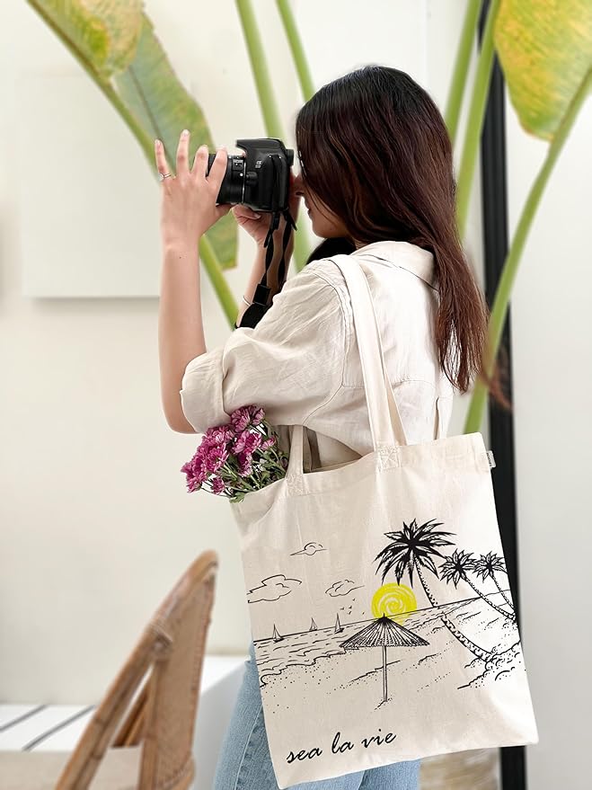 Eco Right Tote Bag for Women, Reusable Grocery Bag, Canvas Tote Bag for Shopping, Cotton Bag for Daily Use, Gifts for Women