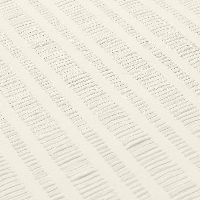 Aiyufeng Extra Long Cream Shower Curtain 96 Inch Long, Embossed Texture Fabric Bathroom Shower Curtain, Large Hotel Bath Curtain with 12 Holes, 72x96