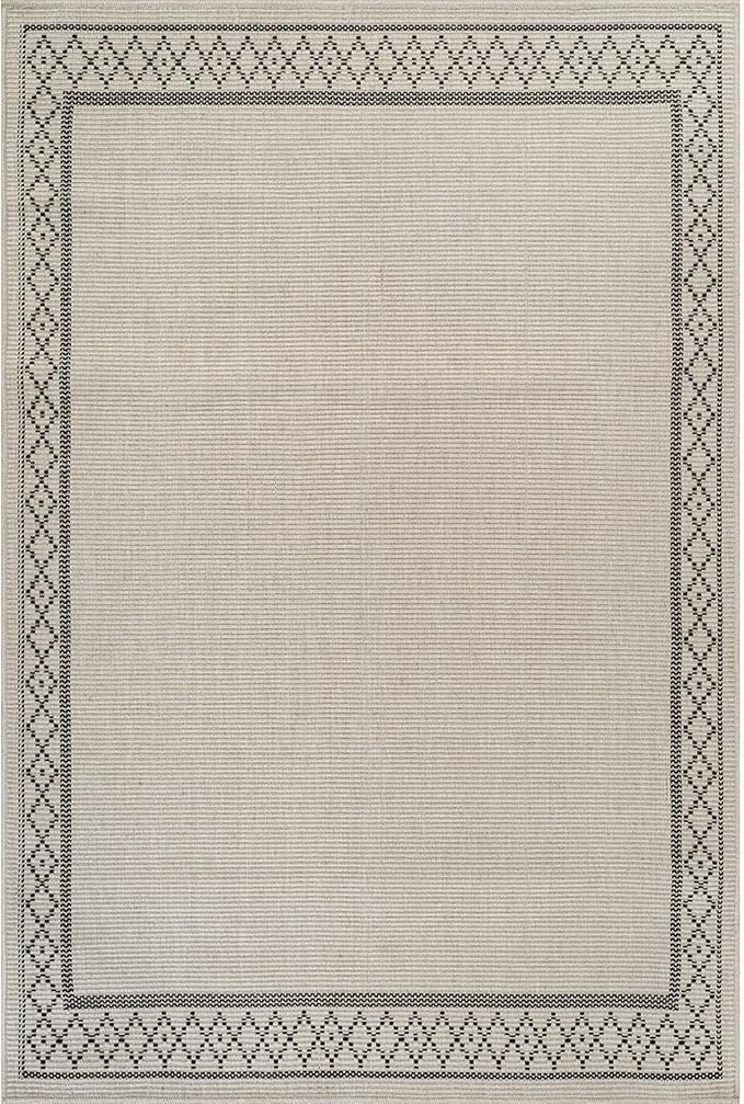 Easy Jute Rugs 10x14 Frame Bone Color Living Room Indoor Outdoor Area Rug for Patio and Kitchen Rug High Traffic Washable Easy to Clean Solid Boho Woven Design Carpet (10 x 14)