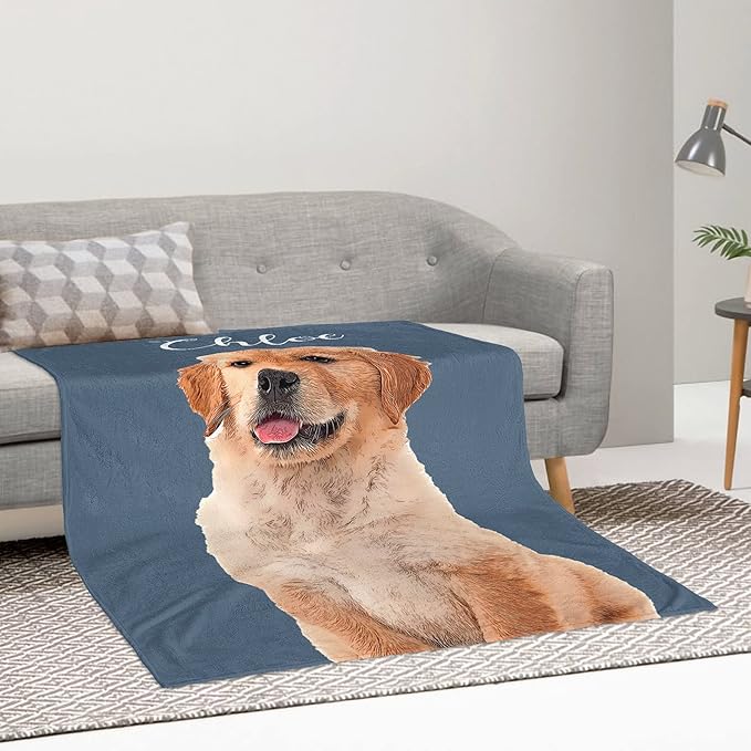 Ecautly Personalized Pets Blanket with Photos, Custom Dog Blanket for Small Dogs, Personalized Dog Blankets with Picture, Dog Memorial Gifts for Loss of Dog, Gifts for Pets Bereavement/Passing Away
