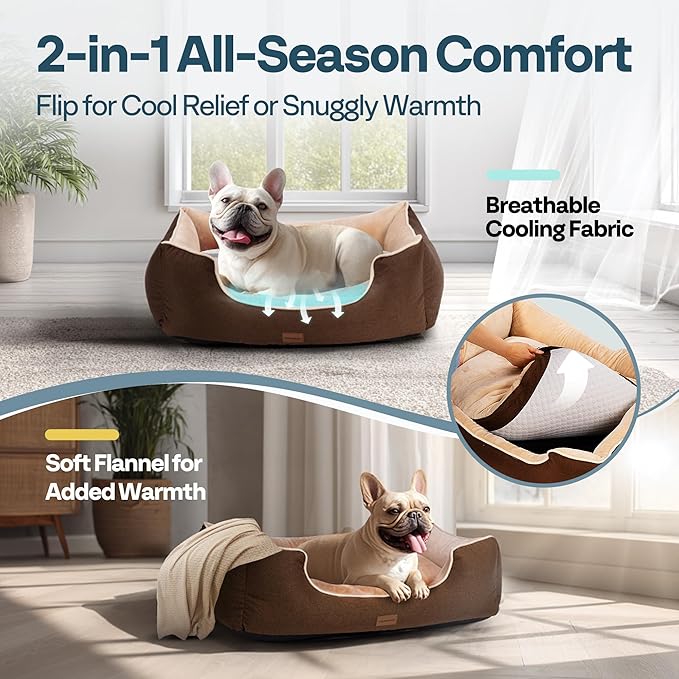 MellowMates Orthopedic Medium Sized Dog Bed with Removable Washable Cover, Waterproof & Non-Slip Base, Cat Couch Sofa, Comfortable Pet Bed with Cooling/Warming, Dual-Layer Interior Padding, 28 Inch