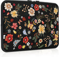 iCasso Laptop Sleeve 13 inch for MacBook Air 13-13.6 inch, Cute Laptop case for MacBook Pro 13 inch, Slim Protective Travel Carrying Case for MacBook Pro 14 inch, Chromebook, HP, Dell, Black Floral