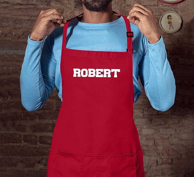 TEEAMORE Custom Aprons for Women Men Add Your Text Personalized Chef Kitchen Apron