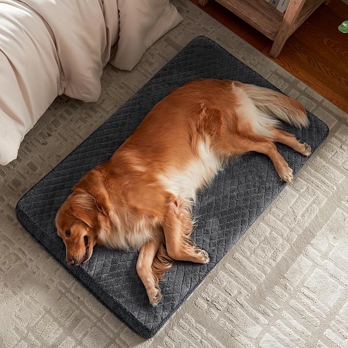 JOEJOY Orthopedic Dog Bed for Small Dogs, Washable Dog Crate Bed Small Sized with Removable Cover, Egg Memory Foam Pet Beds, Grey, 23"x17"