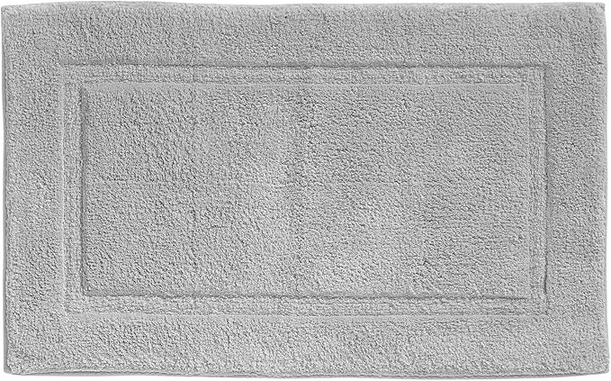 mDesign 100% Cotton Bath Mat - Soft Hotel-Style Rectangular Bathroom Floor Rug - Plush, Water Absorbent Cloth Bathmat for Outside Bathtub/Shower, Machine Washable Cotton Bath Rug - 2 Pack - Gray