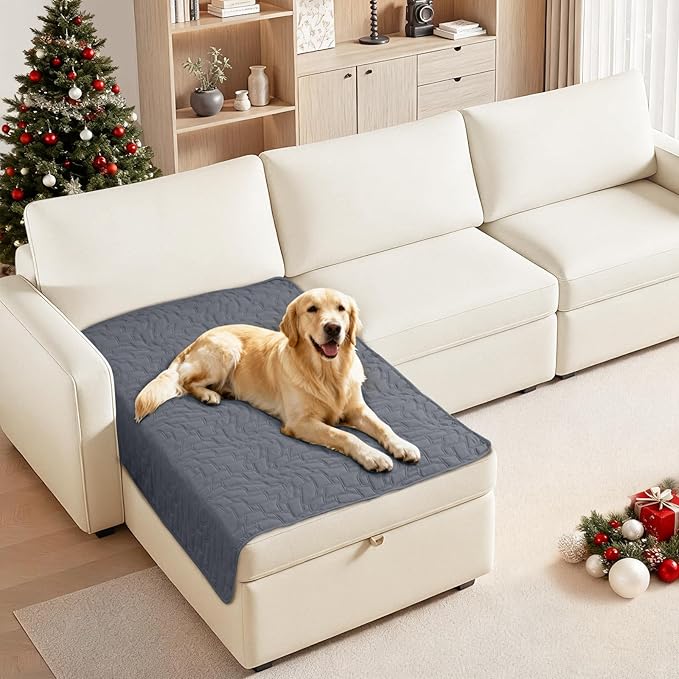 CYCMACO Waterproof Dog Bed Cover, Non-Slip Dog Blanket for Couch, Couch Covers for Dogs Washable, Pet Blanket for Furniture, Pet Bed Mat for Sofa, Car, Pet Supplies (40x50 Inch, Dark Grey)