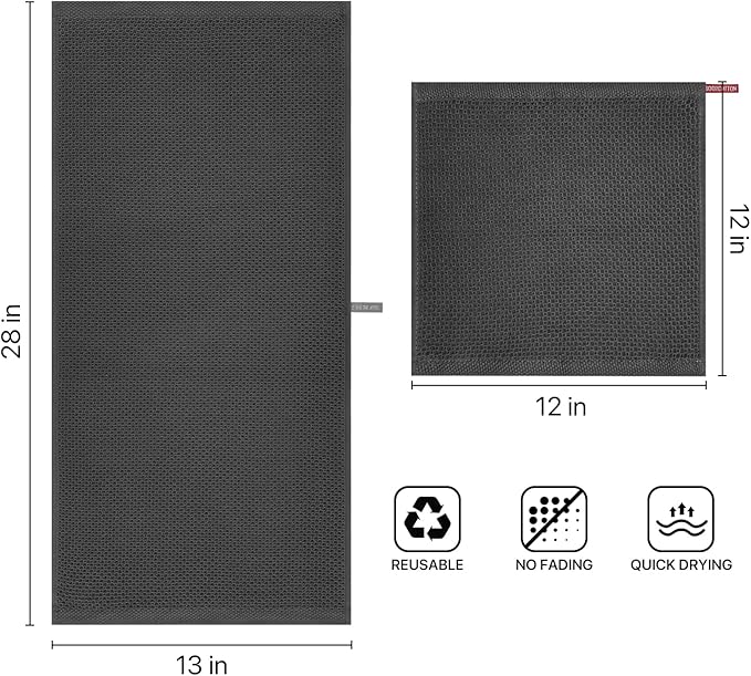 FreeNook 100% Cotton Waffle Weave Kitchen Towels, 4 Pack Dish Cloths for Washing Dishes, Ultra Soft Absorbent Dish Towels, Quick Drying Kitchen Rags, 13x28 Inches, Dark Grey