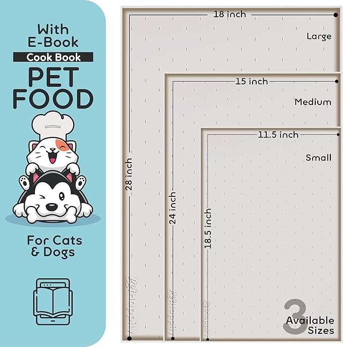 PetHappily Dog Food Mat - Raised Edges Dogs Mat for Food and Water Prevent Spill, Waterproof Cat Food Mats Protect Floors, Easy Clean Dog Bowl Mats for Food and Water, Silicone Pet Feeding Placemats