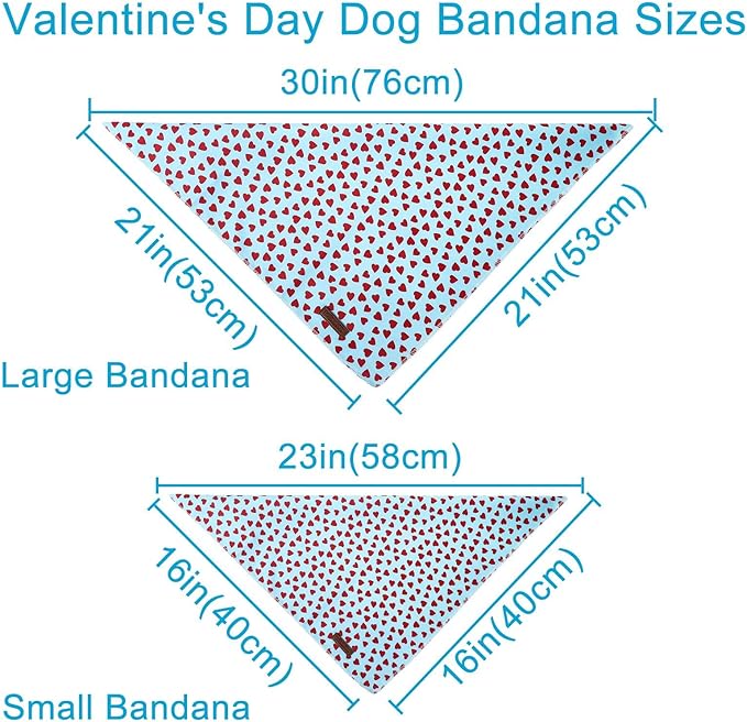 Valentine's Dog Bandana, UP URARA PUP Soft Cotton Adjustable Pet Scarf for Small, Medium, and Large Dogs, Cute and Comfortable Dog Accessory,L