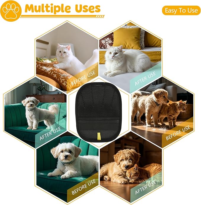 2025 Upgraded Pet Hair Remover Cat&Dog Grooming Tool Electrostatic Gloves Reusable Static-Powered Effortlessly Remove Fur from for laundry Clothes Furniture decor Car Seat Sofa Pet cooling mat bed (1)